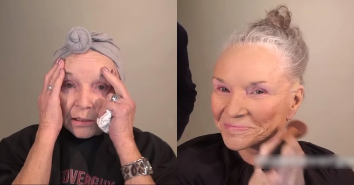  A wonderful video of an 80-year-old woman stunned Internet users: with her makeup she surprised make-up artists