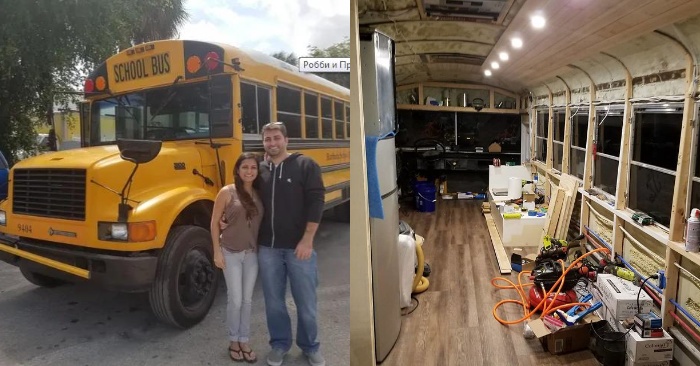 The couple turned the school bus into a beautiful and comfortable home ...