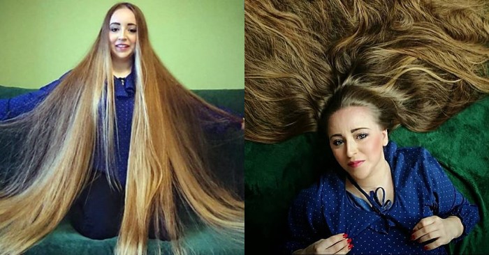  This 34-year-old girl looked like the famous cartoon Rapunzel: her hair is so long that it even exceeds her height