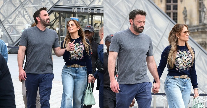  Another stylish honeymoon look: J. Lo in flared jeans and sandals on a dizzying platform