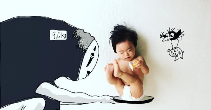  God of creativity. The idea of the Japanese father who draws on his babies’ photos and this is amazing